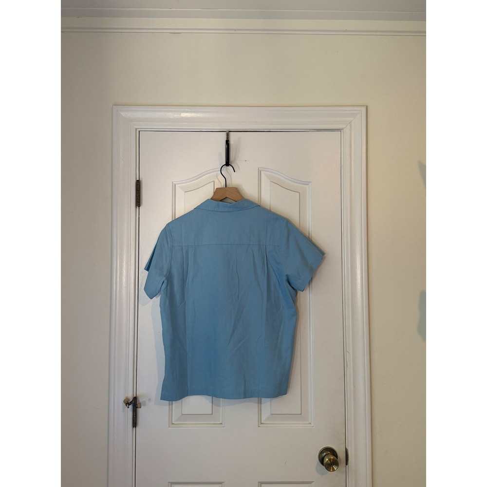 Big Bud Press | Pantry Button-Up Small Blue Unisex Linen Cotton Short Sleeve - Picture 5 of 9